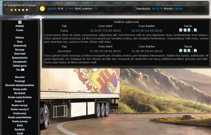 Notice board. Here you can add your notice about buying/selling vehicles, trailers.